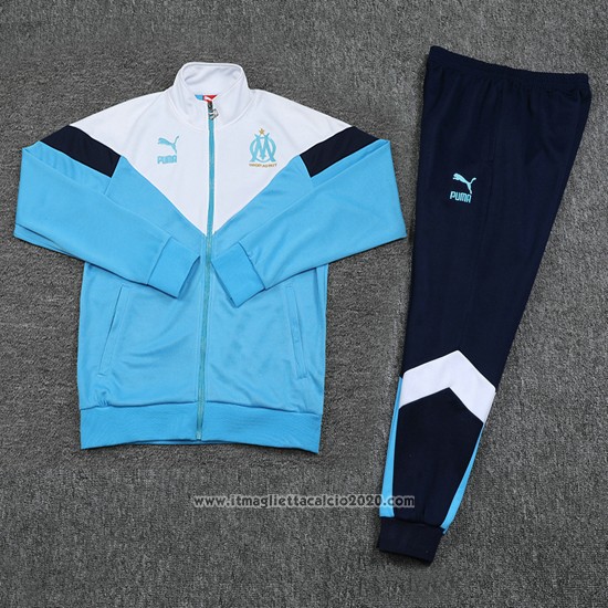 Tuta da Track Giacca Olympique Marsiglia 2020 2021 Blu e Bianco